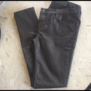 All Saints Coated denim with zippers on ankles